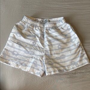 NWOT Sugar Bee Clothing Co Nautical Rope Pattern Swim Trunks - White and Blue